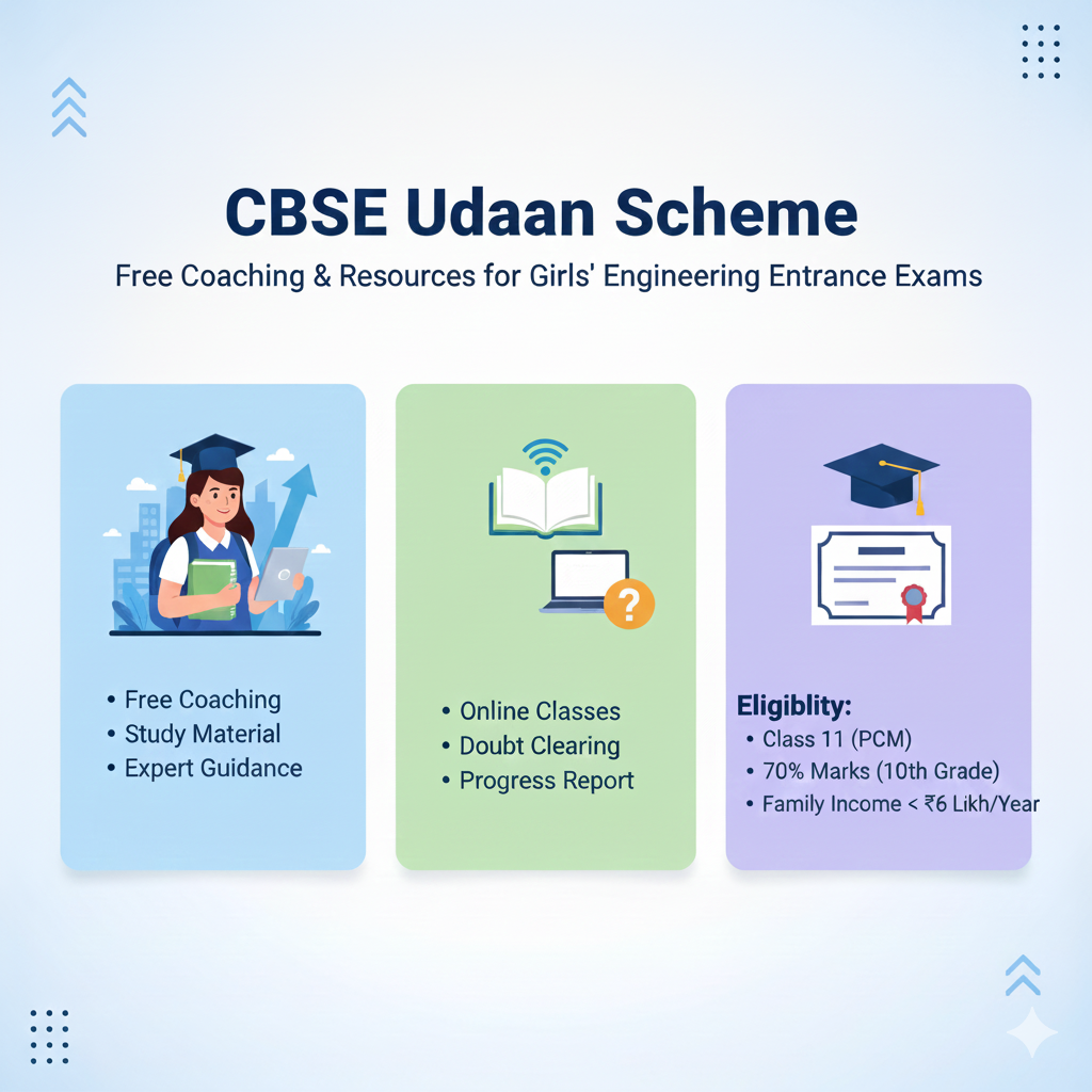 CBSE Udaan Scheme: छात्राओं को मिलेगा इंजीनियरिंग प्रवेश परीक्षा के लिए मुफ्त कोचिंग और संसाधन, जानें पूरी जानकारी