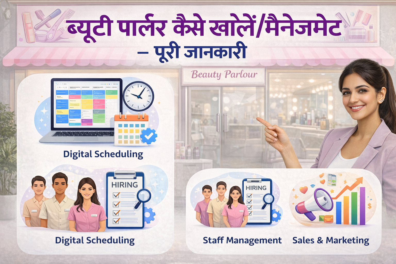 ब्यूटी पार्लर कैसे खोलें/मैनेजमेंट – पूरी जानकारी